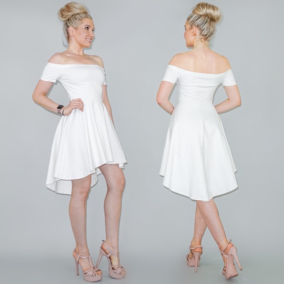 Mezzanine Dresses & Skirts - White Off Shoulder Highlow Party Dress